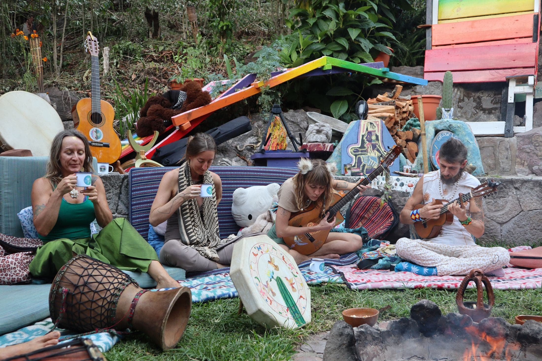 Cacao circle by the fire