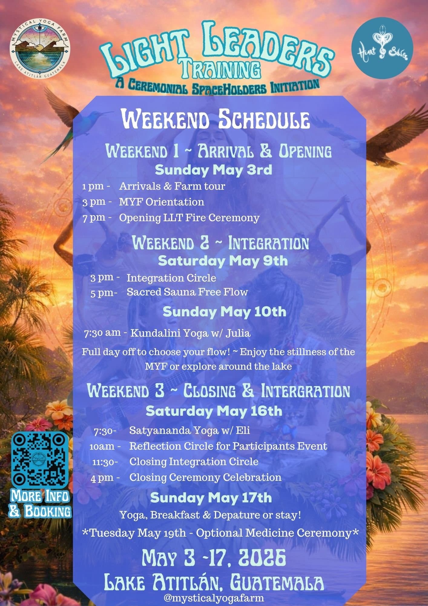 Light Leaders Training weekend schedule poster from May 2026