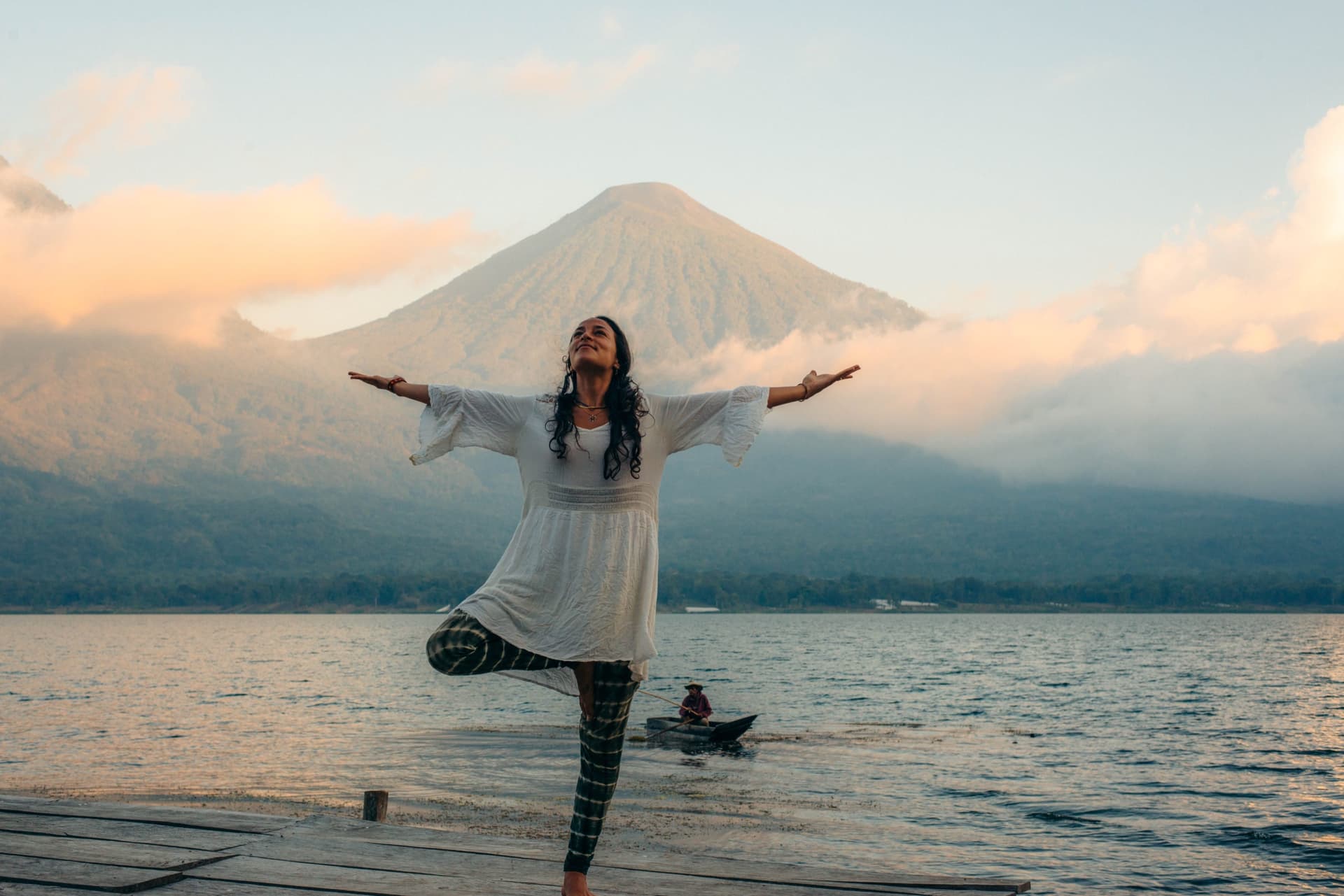 Lake and volcano views from Mystical Yoga Farm