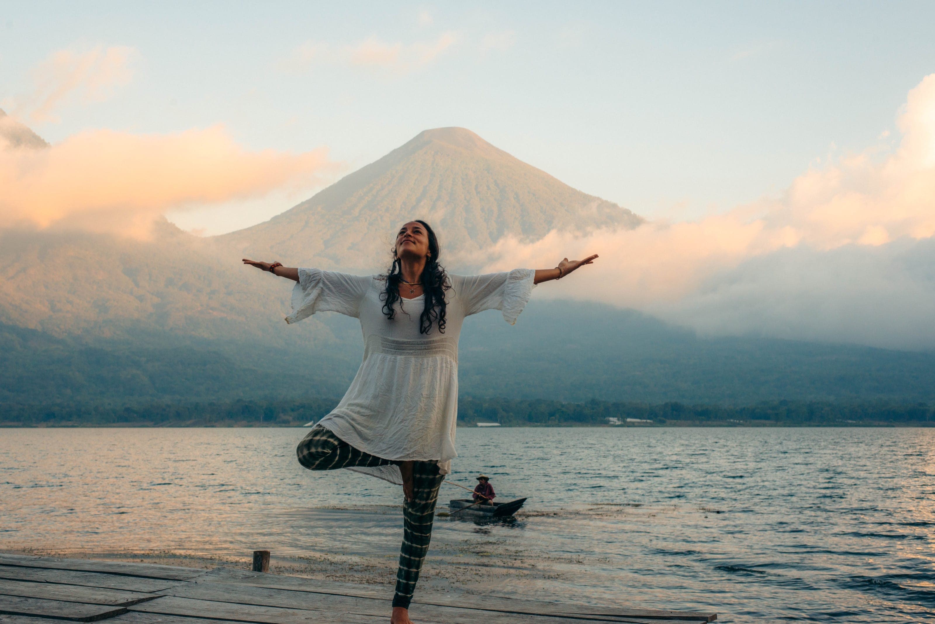Lake and volcano views from Mystical Yoga Farm